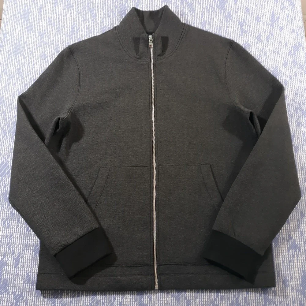 Banana Republic Herringbone Jacket Full Zip Gray Mens Size XL Stretch Bomber